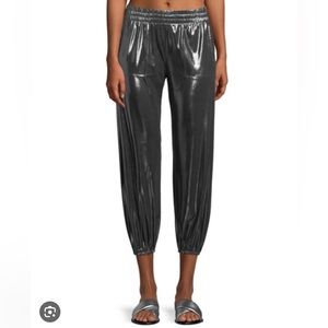 NWT Norma Kamali Metallic Jersey Joggers - Large